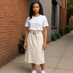 Ann Taylor Linen Blend Pencil Skirt in Off White Size 8
